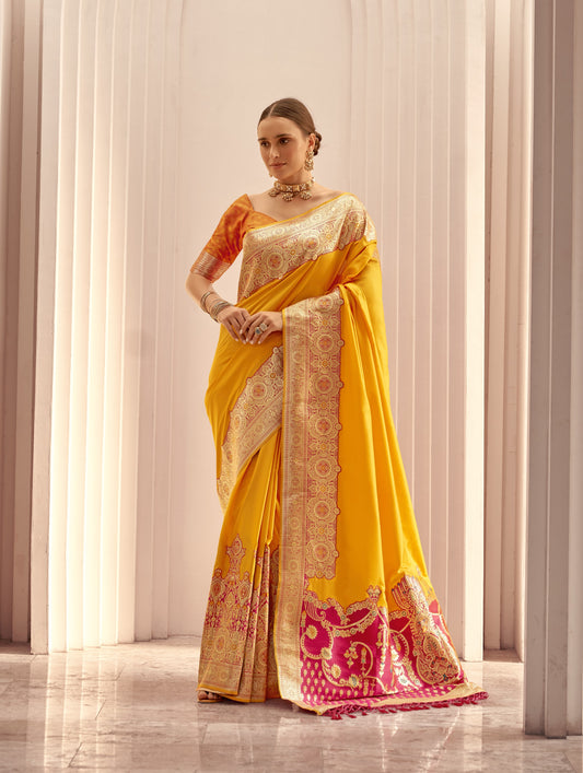 Turmeric Yellow Soft Silk Saree