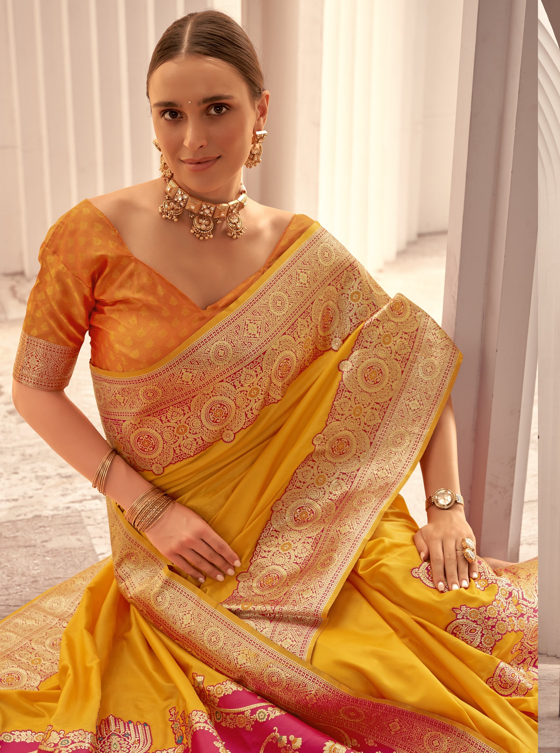 Turmeric Yellow Soft Silk Saree