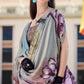 Cloudy Grey Floral Printed Satin Crepe Silk Saree