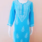 Sky Blue Soft Rayon Handcrafted Chikankari Kurti