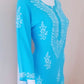 Sky Blue Soft Rayon Handcrafted Chikankari Kurti