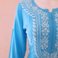 Sky Blue Soft Rayon Handcrafted Chikankari Kurti