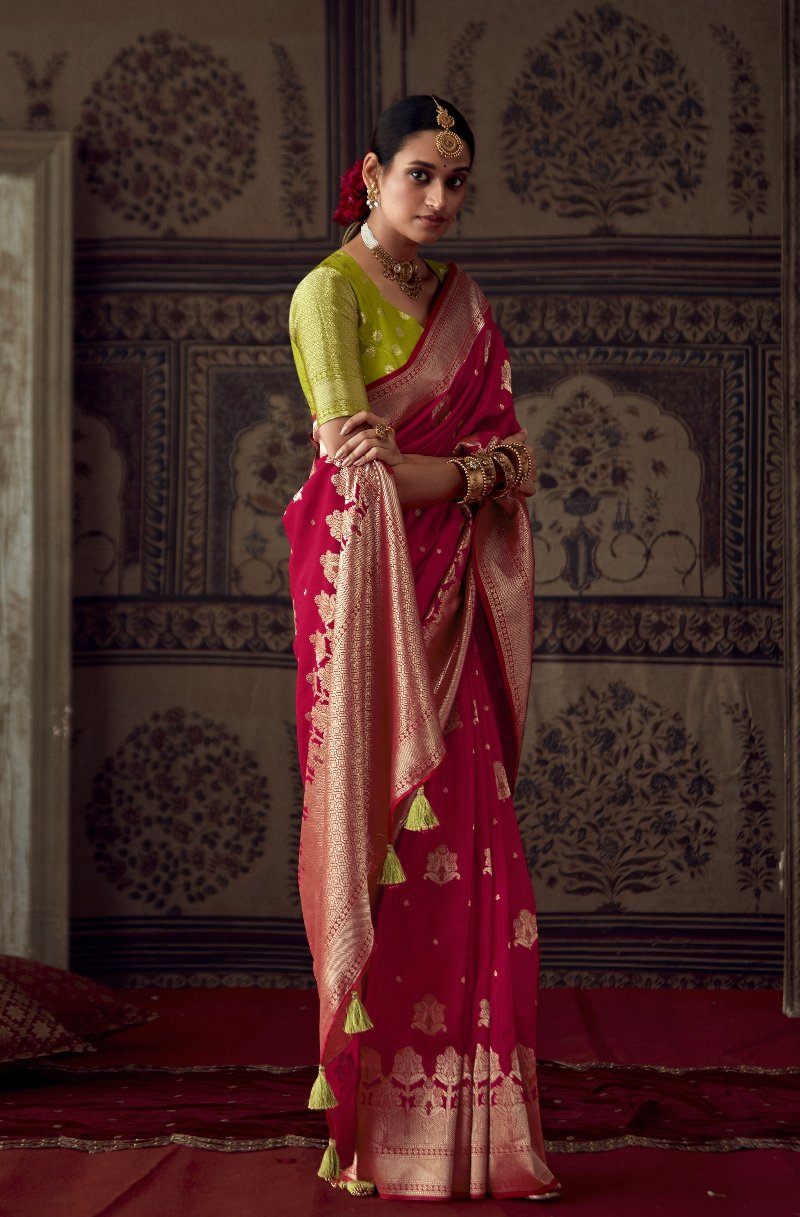 Bridal Red Banarasi Handloom Silk Saree