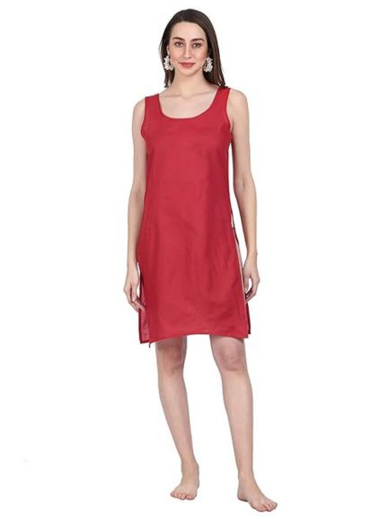 Red Cotton Long Inner Slip