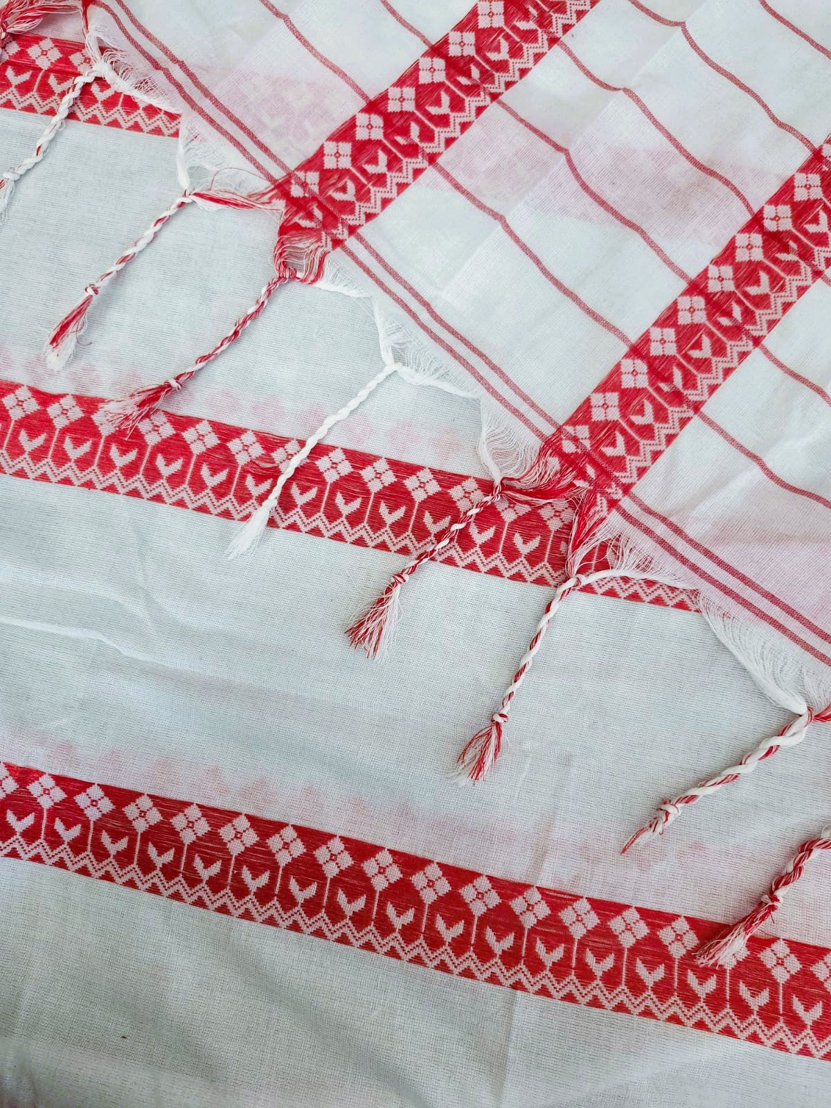 Red & White Handloom Cotton Saree