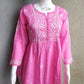 Rose Pink Flared Cotton Short Chikankari Kurti