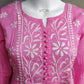 Rose Pink Flared Cotton Short Chikankari Kurti