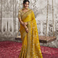 Festive Yellow Heavy Embroidered Designer Silk Saree