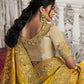 Festive Yellow Heavy Embroidered Designer Silk Saree