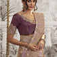 Light Mauve Heavy Embroidered Designer Silk Saree