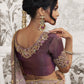 Light Mauve Heavy Embroidered Designer Silk Saree