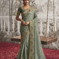 Mindy Green Heavy Embroidered Designer Silk Saree