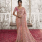 Blush Pink Heavy Embroidered Designer Silk Saree