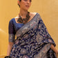 Navy Blue Weaved Lucknowi Chikankari Saree