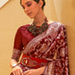 Maroon Weaved Lucknowi Chikankari Saree