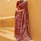 Maroon Weaved Lucknowi Chikankari Saree