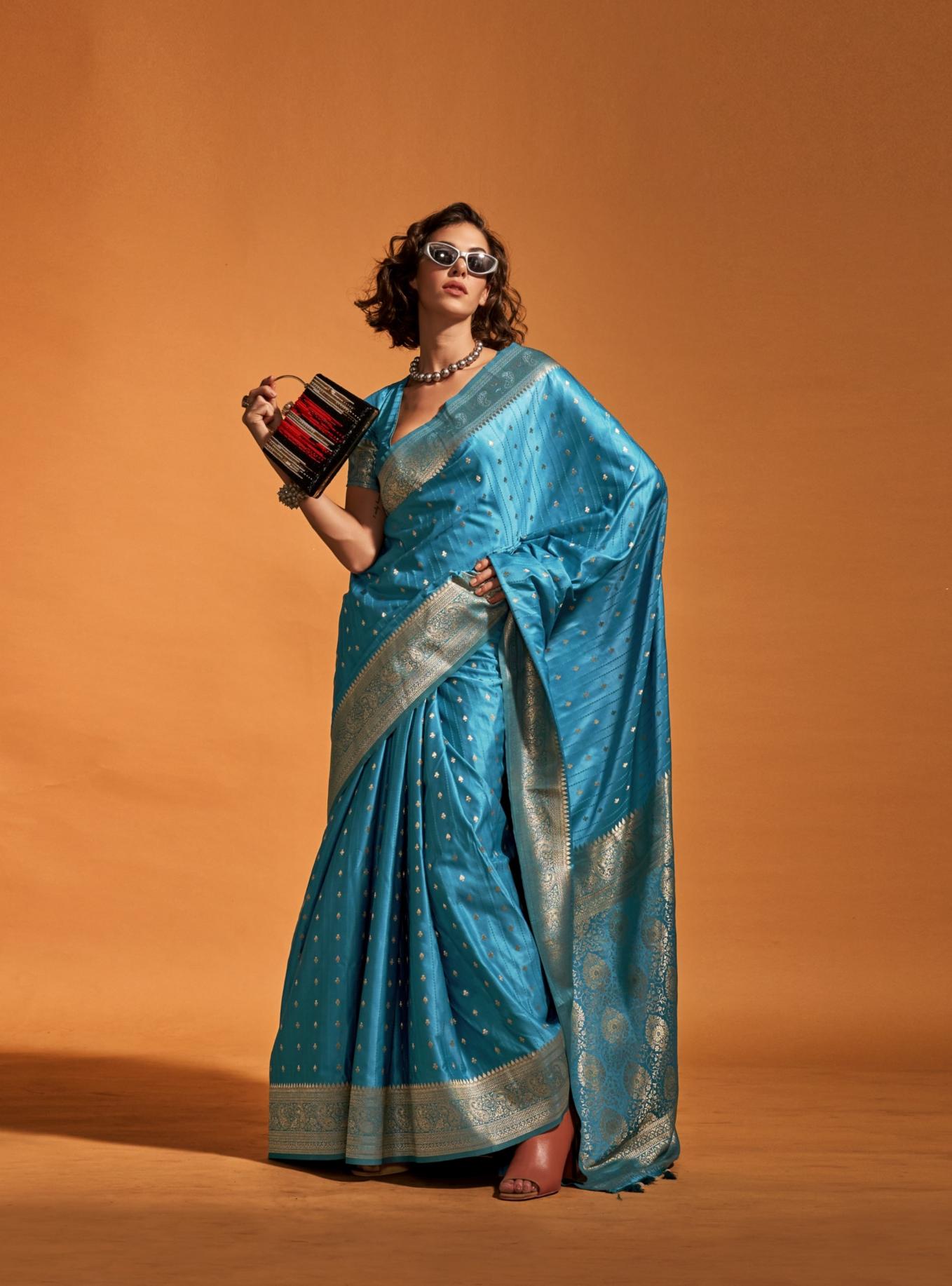 Parrot Green Soft Satin Silk Saree