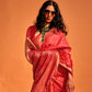 Carnation Red Soft Satin Silk Saree