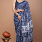 Indigo Blue Sitaar Printed Handloom Cotton Mulmul Saree