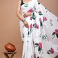 Red Green White Floral Printed Handloom Cotton Mulmul Saree