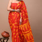 Saffron/ Orange Yellow Pattern Printed Handloom Cotton Mulmul Saree