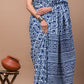 Navy Blue Printed Handloom Cotton Mulmul Saree