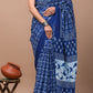 Blue Printed Handloom Cotton Mulmul Saree