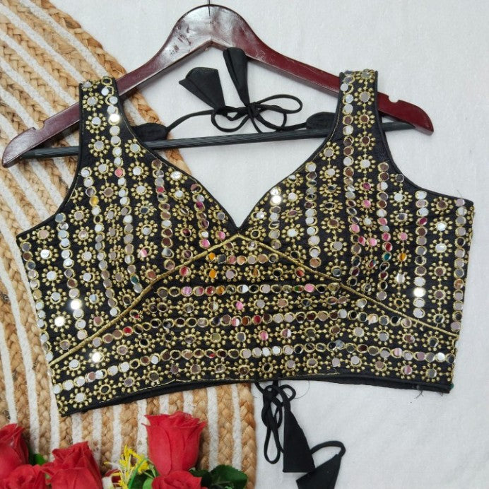 Mirror Embroidered Phantom Silk Readymade Blouse