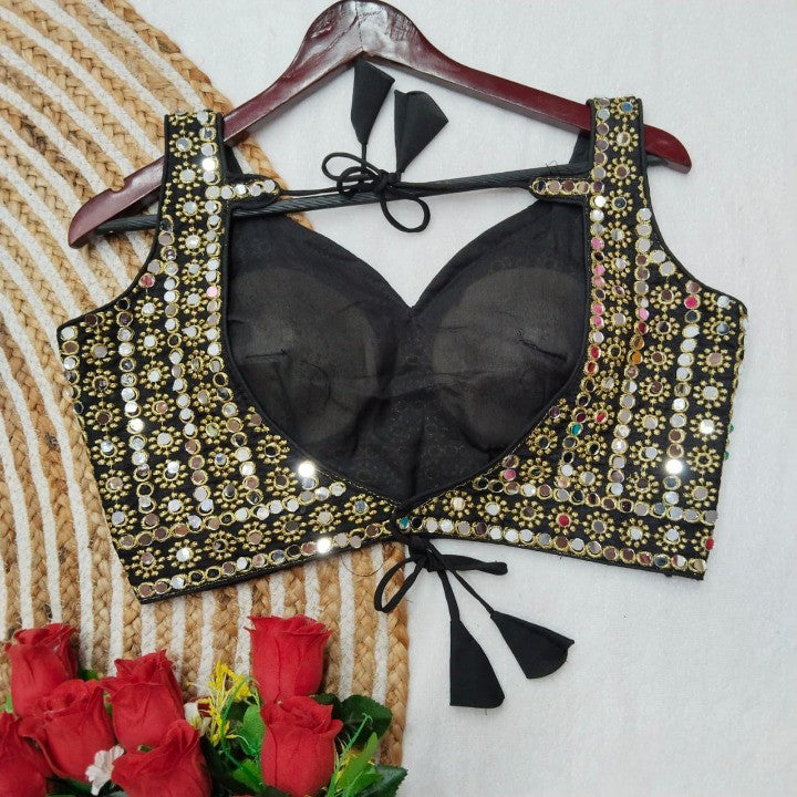 Mirror Embroidered Phantom Silk Readymade Blouse