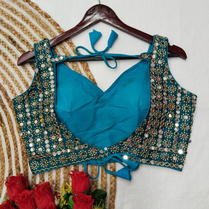 Mirror Embroidered Phantom Silk Readymade Blouse