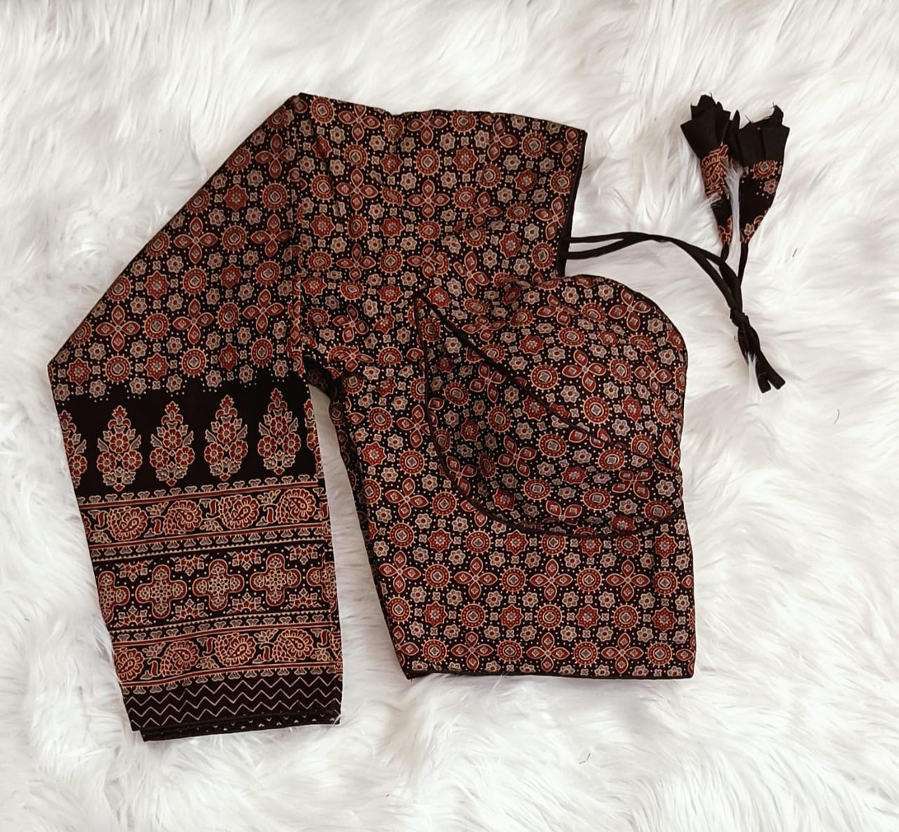 Ajrakh Long Sleeved Printed Cotton Blouse