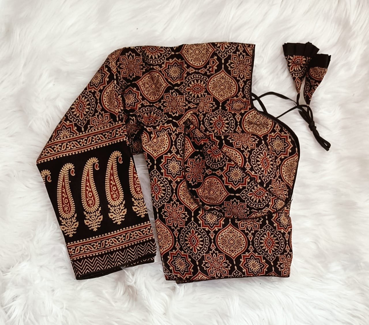 Ajrakh Long Sleeved Printed Cotton Blouse