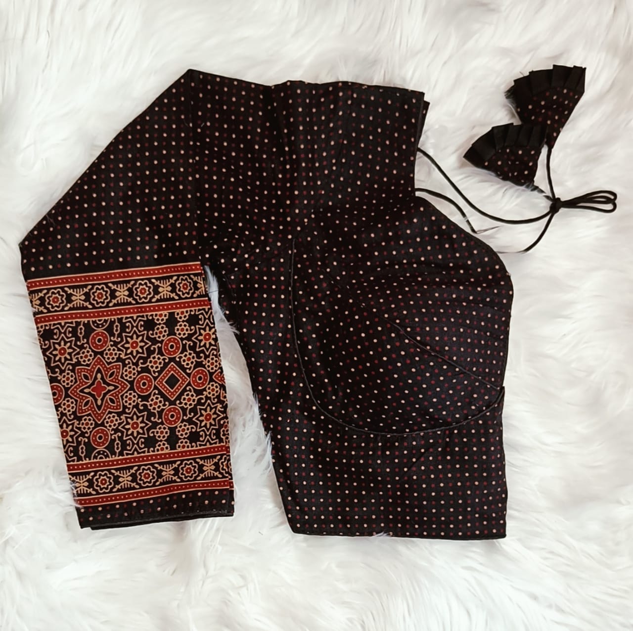 Ajrakh Long Sleeved Printed Cotton Blouse