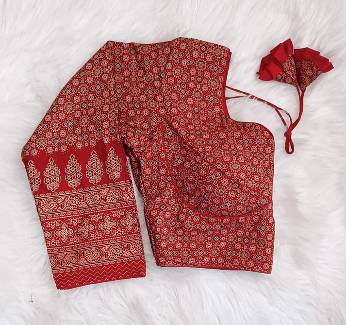 Ajrakh Long Sleeved Printed Cotton Blouse