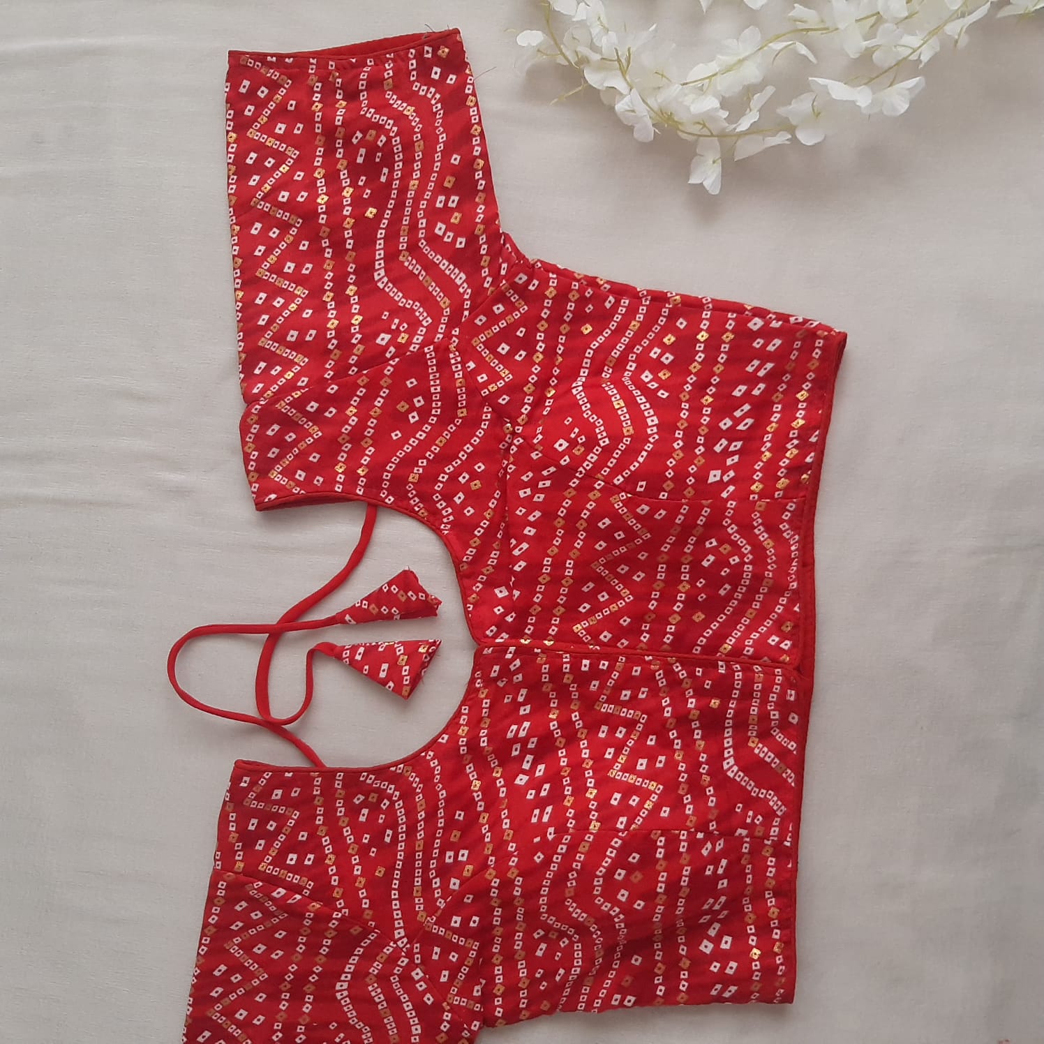 Red Bandhani Soft Rayon Dailywear Blouse