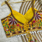 Yellow Heavy Multicolor Embroidered Spaghetti Blouse