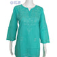 Seagreen Dobby Cotton Short Chikankari Kurti