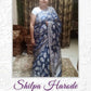 Bluish Grey Weaved Lucknowi Chikankari Saree