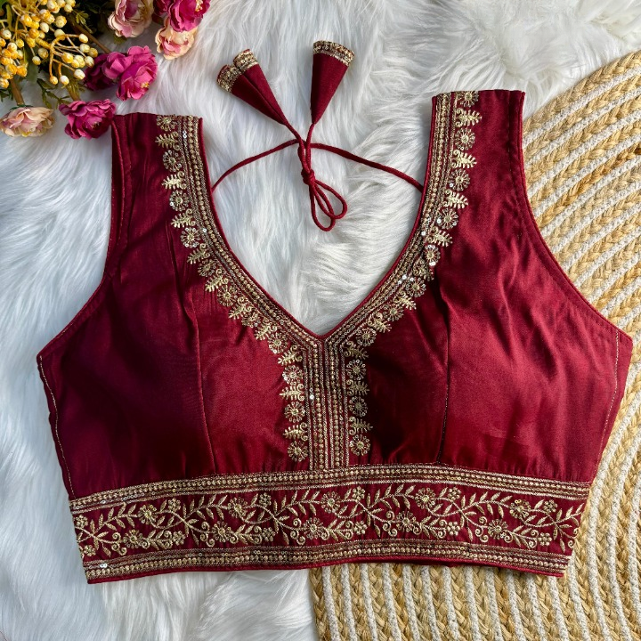 Maroon Sleeveless Blouse 