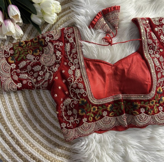 Red Embroidered Bridal Blouse Online Near You