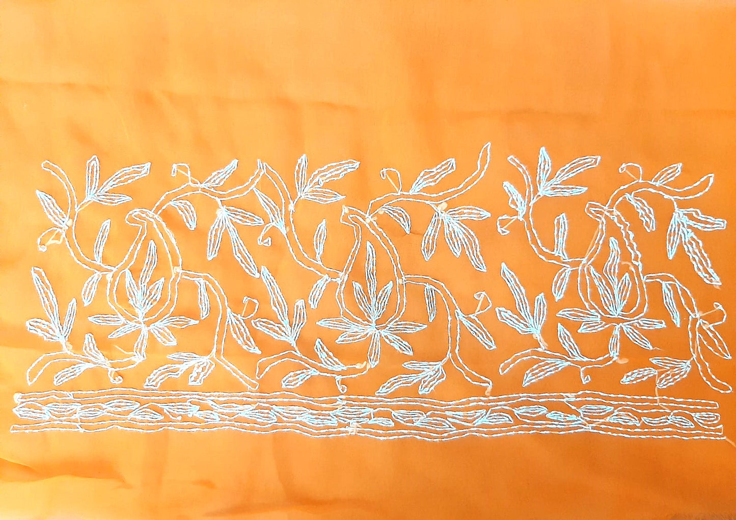 Orange Full Embroidered Tepchi Saree