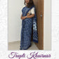 Indigo Blue Bunny Printed Handloom Cotton Mulmul Saree