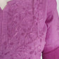 Rihaana Purple Dobby Cotton Ombre Shaded Short Chikankari Kurti