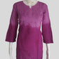 Rihaana Purple Dobby Cotton Ombre Shaded Short Chikankari Kurti