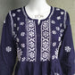 Navy Blue Flared Rayon Short Chikankari Gown Kurti