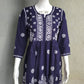 Navy Blue Flared Rayon Short Chikankari Gown Kurti