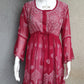 Maroon Short Georgette Chikankari Kurti With Bell Sleeves