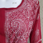 Maroon Short Georgette Chikankari Kurti With Bell Sleeves