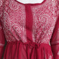 Maroon Short Georgette Chikankari Kurti With Bell Sleeves