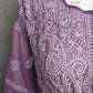 Mauve Short Georgette Chikankari Kurti With Bell Sleeves